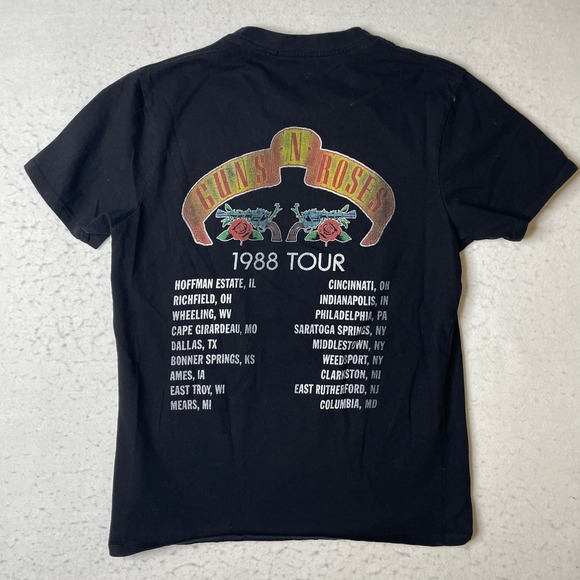 Guns N Roses 1988 Tour T Shirt Black Short Sleeve Graphic Print Mens Size M - Picture 3 of 8